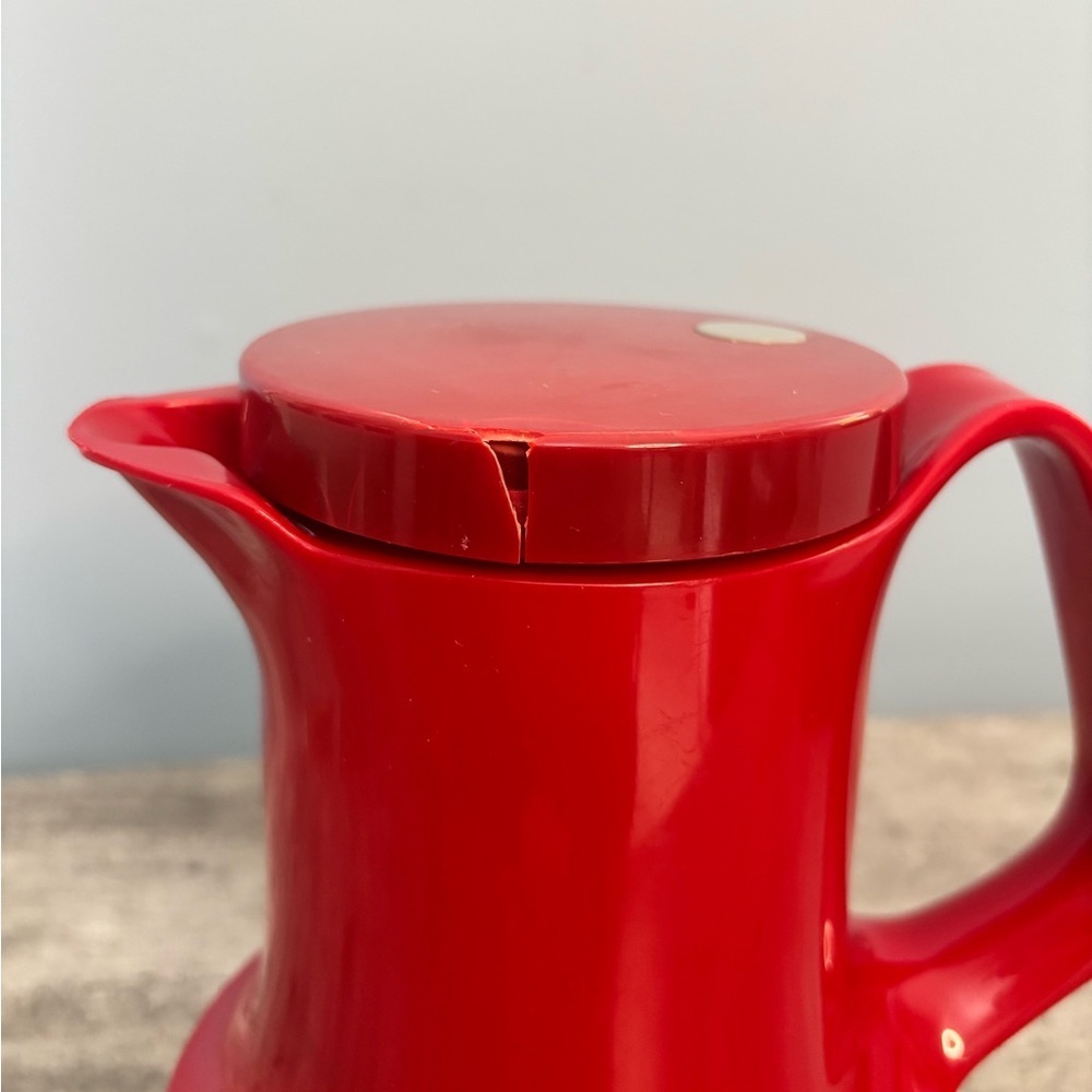 Vintage Thermos Bettina West Germany Coffee Butler Carafe Trees Red White~FLAWS - Picture 3 of 12